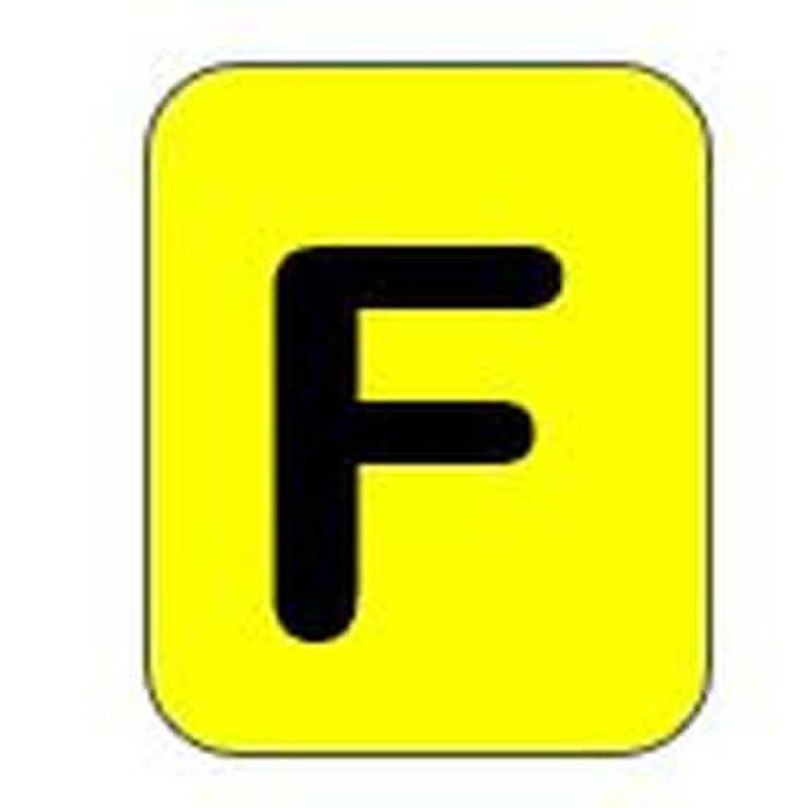 Sign black/yellow 80x51mm - Letter F
